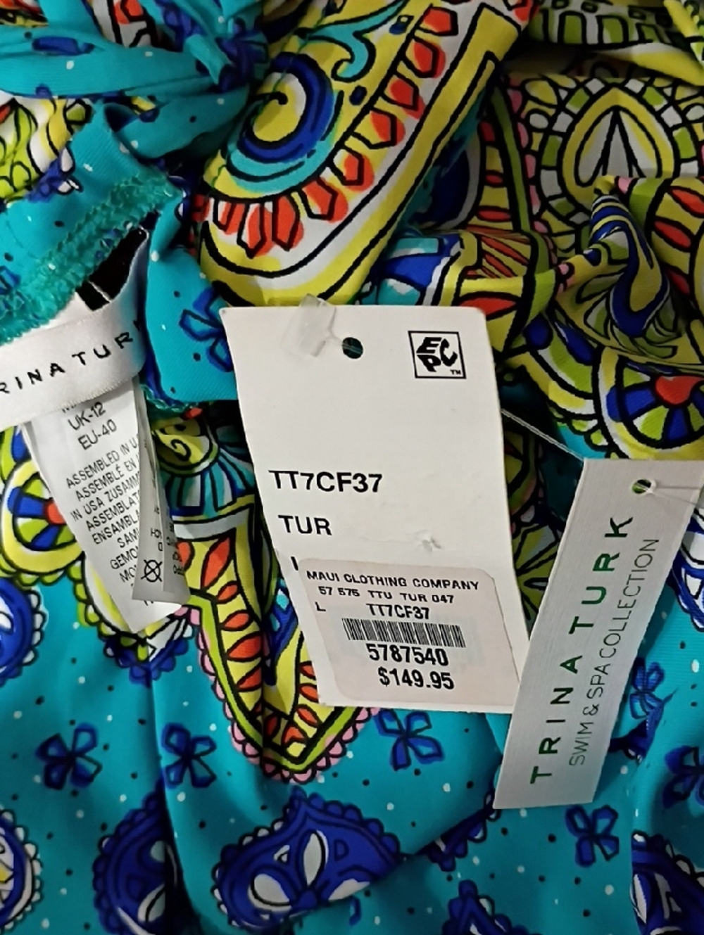 Trina Turk Turquoise Corsica Swim Coverup Romper L - Picture 3 of 4